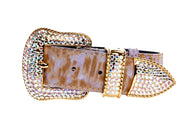 Light Purple Velvety Hair On Hide Italian Leather Swarovski Crystal Collar, Leash, Harness Set