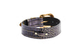 Load image into Gallery viewer, Purple & Gold Embossed Croc Italian Leather/Swarovski Crystal Collar
