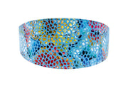 Blue Floral Mosaic Italian Leather 3 Wide Style Collar