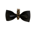 Load image into Gallery viewer, Black & Gold Floral Print Patent Italian Leather Bowtie
