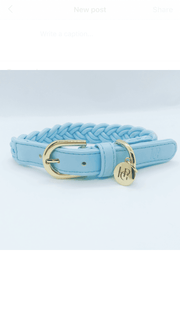 Dog Collar Cloud Blue Plaited