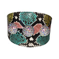Load image into Gallery viewer, Multi-Color Embossed Snake Italian Leather Wide Style Collar With Custom Swarovski Crystal Rivets
