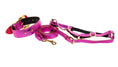 Load image into Gallery viewer, Pink Foil Italian Leather/Swarovski Crystal Collar, Leash, Harness Set
