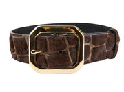 Brown Snake Print Hair On Hide Italian Leather With Modern Style Italian Hardware