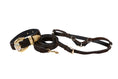 Load image into Gallery viewer, Dark Leopard Hair On Hide Italian Leather, Ornate Italian Swarovski Crystal Hardware Collar, Leash, Harness Set
