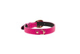 Load image into Gallery viewer, Fuchsia Pink Italian Leather Collar With Gold Oval Hardware
