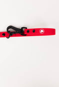 Load image into Gallery viewer, Ruby Red Adjustable Leash by The Modern Dog Company featuring a black clip and logo, designed for comfort and style.
