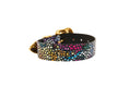 Load image into Gallery viewer, Luxury Pet Fashion Burgundy Floral Mosaic & Black Floral Mosaic Italian Leather With Silver Swarovski Crystal Hardware Collars
