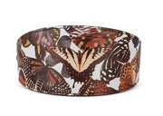 Butterfly Print Italian Leather 3 Wide Style Collar