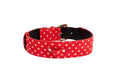 Load image into Gallery viewer, Red & Gold Polka Dot Italian Leather Classic Collar
