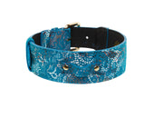 Blue Floral Mosaic Italian Leather/Classic Collar