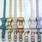 Leather Bow Collar - Snow Drop/ Rose Gold