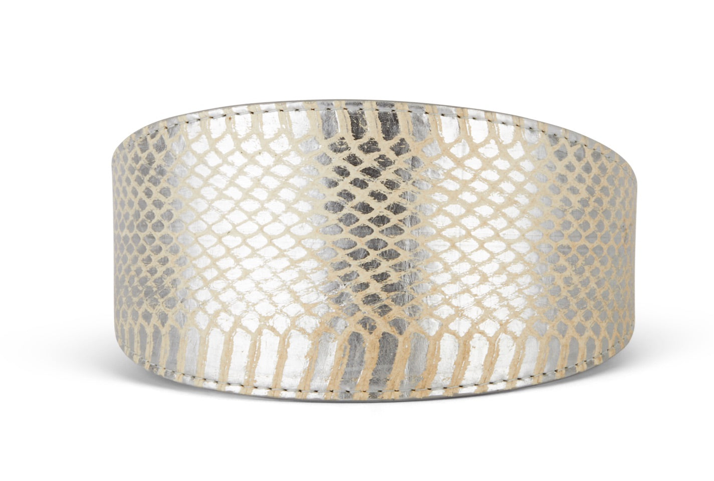 Glamorous Silver Snake 3 Wide Style Collar