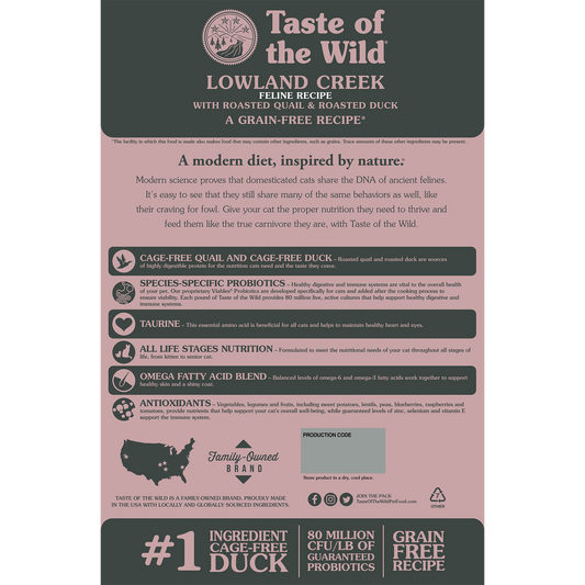 Taste of the Wild Adult Lowland Creek Quail and Duck Feline Food (5lb) 