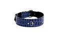 Load image into Gallery viewer, Blue Embossed Croc Italian Leather Collar With Silver Classic Hardware

