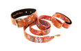 Load image into Gallery viewer, Orange Floral Italian Leather Classic Collar & Leash Set
