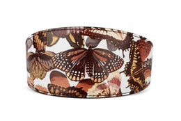 Butterfly Print Italian Leather 3 Wide Style Collar