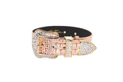 Copper Embossed Croc Italian Leather Swarovski Crystal Collar