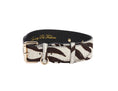 Load image into Gallery viewer, Distressed Brown & White Zebra Print Hair On Hide Classic Collar with Gold Classic Hardware
