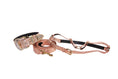 Load image into Gallery viewer, Copper Embossed Croc Italian Leather Swarovski Crystal Collar, Leash & Harness Set
