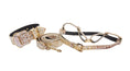 Load image into Gallery viewer, Silver/Bronze/Gold Italian Leather Embossed Croc Swarovski Crystal Collar, Leash & Harness Set
