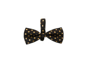 Black/Gold Polka Dot Italian Leather Bowtie