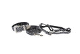Load image into Gallery viewer, Blue Jean Color Patterned Hair On Hide Italian Leather Silver Swarovski Crystal Hardware Set
