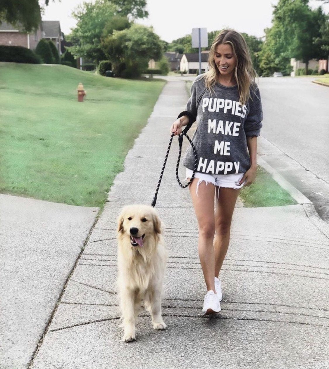 Puppies Make Me Happy Acid Wash Sweatshirt | Gifts for Dog Lovers