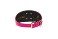 Load image into Gallery viewer, Fuchsia Pink Italian Leather 3” Wide Style Collar With Custom Large Gold Rivet
