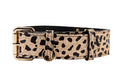 Load image into Gallery viewer, Champagne Gold Leopard Print Italian Leather Reversible Heart Locket/Classic Collar
