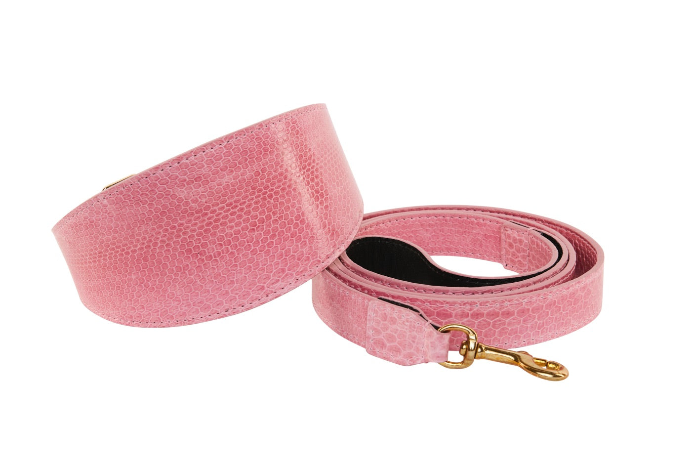Soft Pink Snake 3 Wide Style Collar & Leash Set