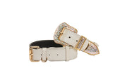 Iridescent Off White Snake Collar With Gold Classic Hardware & Swarovski Hardware Set
