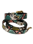 Load image into Gallery viewer, Multi-Color Embossed Snake Italian Leather Collar & Leash Set, with our Italian Made Swarovski Crystal Hardware
