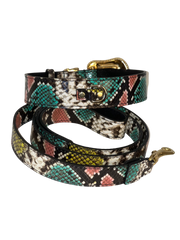 Multi-Color Embossed Snake Italian Leather Collar & Leash Set, with our Italian Made Swarovski Crystal Hardware