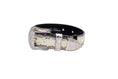 Load image into Gallery viewer, Off White/Grey/Black Snake With Silver Swarovski Crystal Hardware
