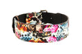 Load image into Gallery viewer, Floral, Scull, Snake Print Italian Leather Collar With Silver
