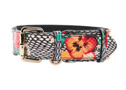 Pansy and Snake Print Embossed Italian Leather With Gold Classic Hardware