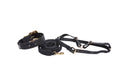 Load image into Gallery viewer, Blue Grey Italian Leather With Velvety Floral Design With Swarovski Crystal Collar, Leash & Harness
