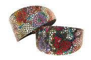 Olive Floral Mosaic 3” Wide Style Collars. Set Of 2