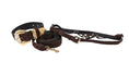 Load image into Gallery viewer, Elegant Black & Brown Pattern Italian Leather Collar With Ornate Italian Swarovski Crystal Hardware Set
