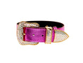 Load image into Gallery viewer, Pink Foil Italian Leather/Swarovski Crystal Collar
