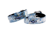 Light Blue/Dark Blue Silver Iridescent Snake Classic Collar & Swarovski Crystal Collar Set