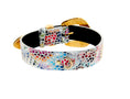 Load image into Gallery viewer, White Floral Mosaic Italian Leather Collar with Orante Swarovski Crystal Hardware
