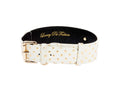 Load image into Gallery viewer, White & Gold Polka Dot Italian Leather Classic Collar
