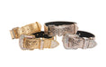 Load image into Gallery viewer, Stunning Set Of 4. Gold & Soft Pink/Silver Floral Italian Leather Collars
