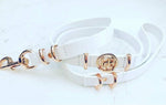 End Of Line -Leather Dog Lead - Snow Drop/Yellow Gold