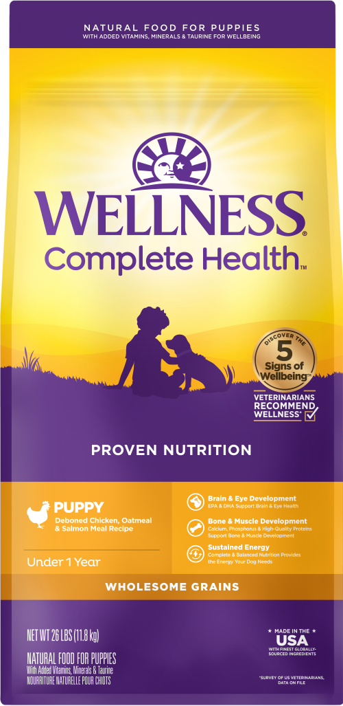 Wellness Complete Health Puppy Chicken, Salmon and Oatmeal Dog Food 