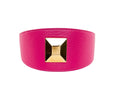 Load image into Gallery viewer, Fuchsia Pink Italian Leather 3 Wide Style Collar With Custom Large Gold Rivet
