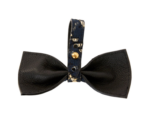Navy Lace On Gold Italian Leather