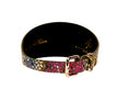 Load image into Gallery viewer, Olive Floral Mosaic Italian Leather 3” Wide Style Collar
